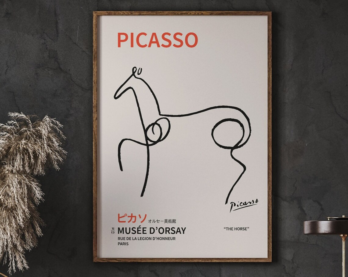 Picasso Horse Minimalist Line Drawing Museum Wall Art One Instant