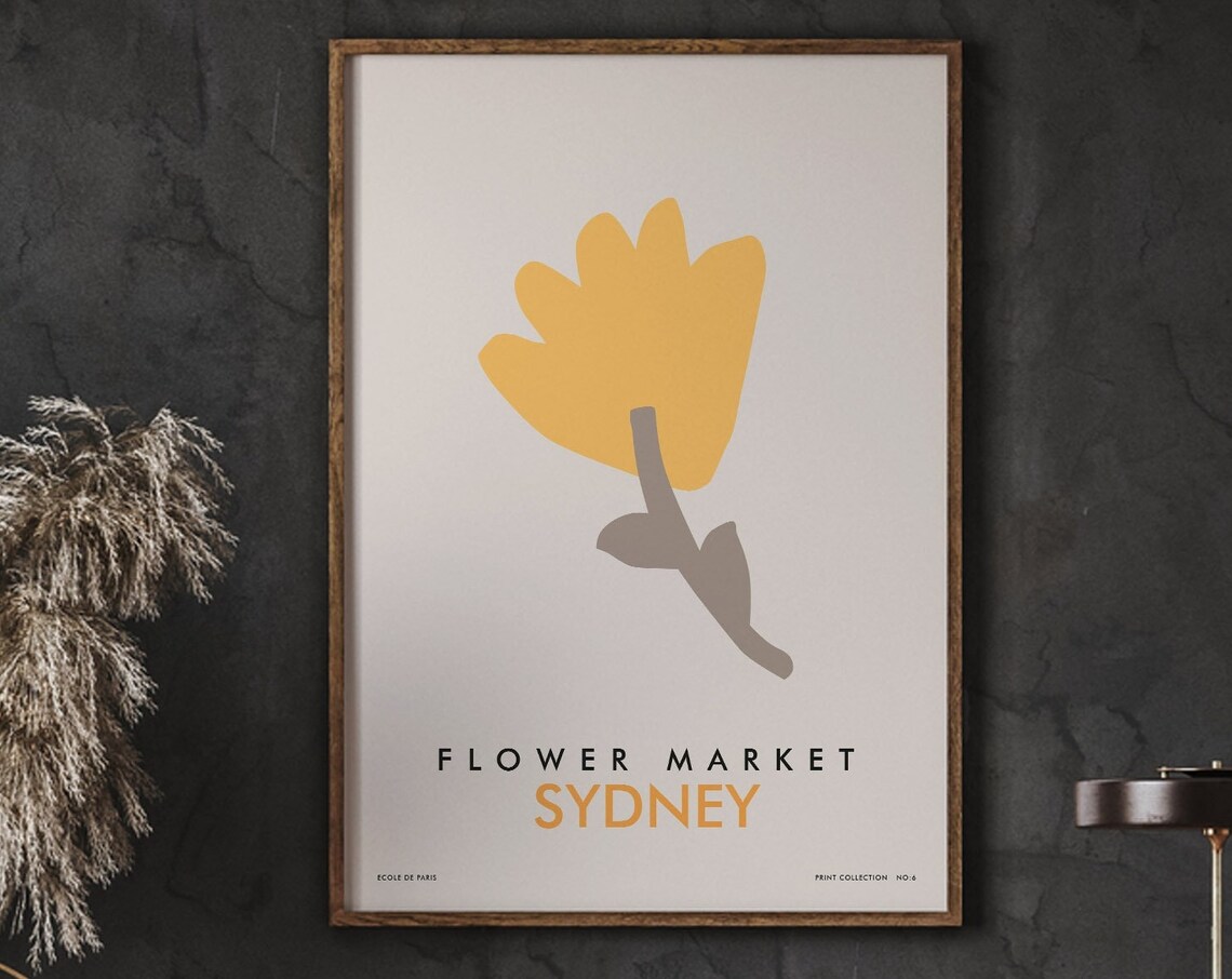 Flower Market Sydney Modern Abstract Orange Blossom Art Poster