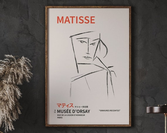 Henri Matisse Female Profile One Line Art Mid Century Wall Vintage Poster