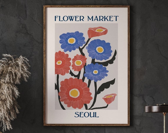 Flower Market Poster Seoul Wall Florist Interior Decoration Art Boho Instant