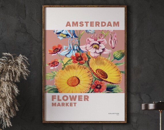 Amsterdam Flower Market Poster Wall Florist Interior Decoration Art Minimalist Instant