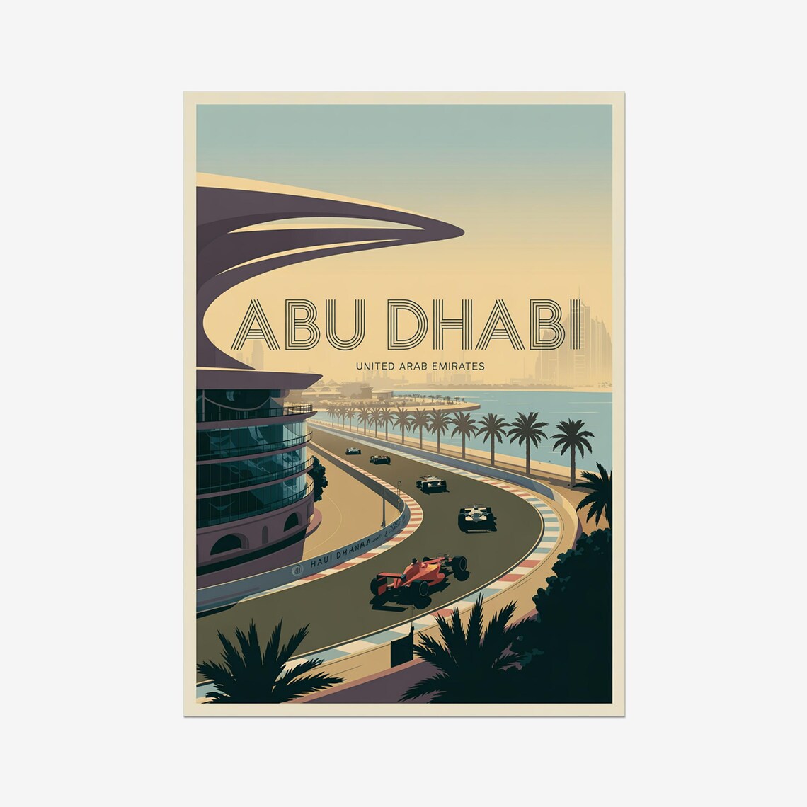Abu Dhabi United Arab Emirates Vintage F1 Race Circuit Poster