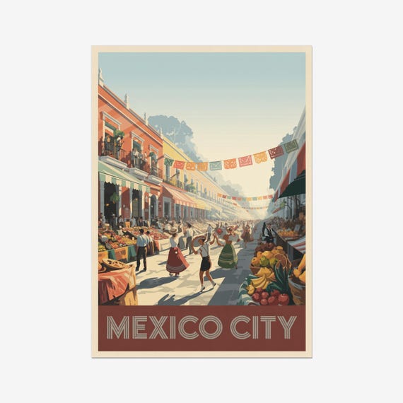 Mexico City Vintage Travel Poster Central America Wall Art Hd Prints