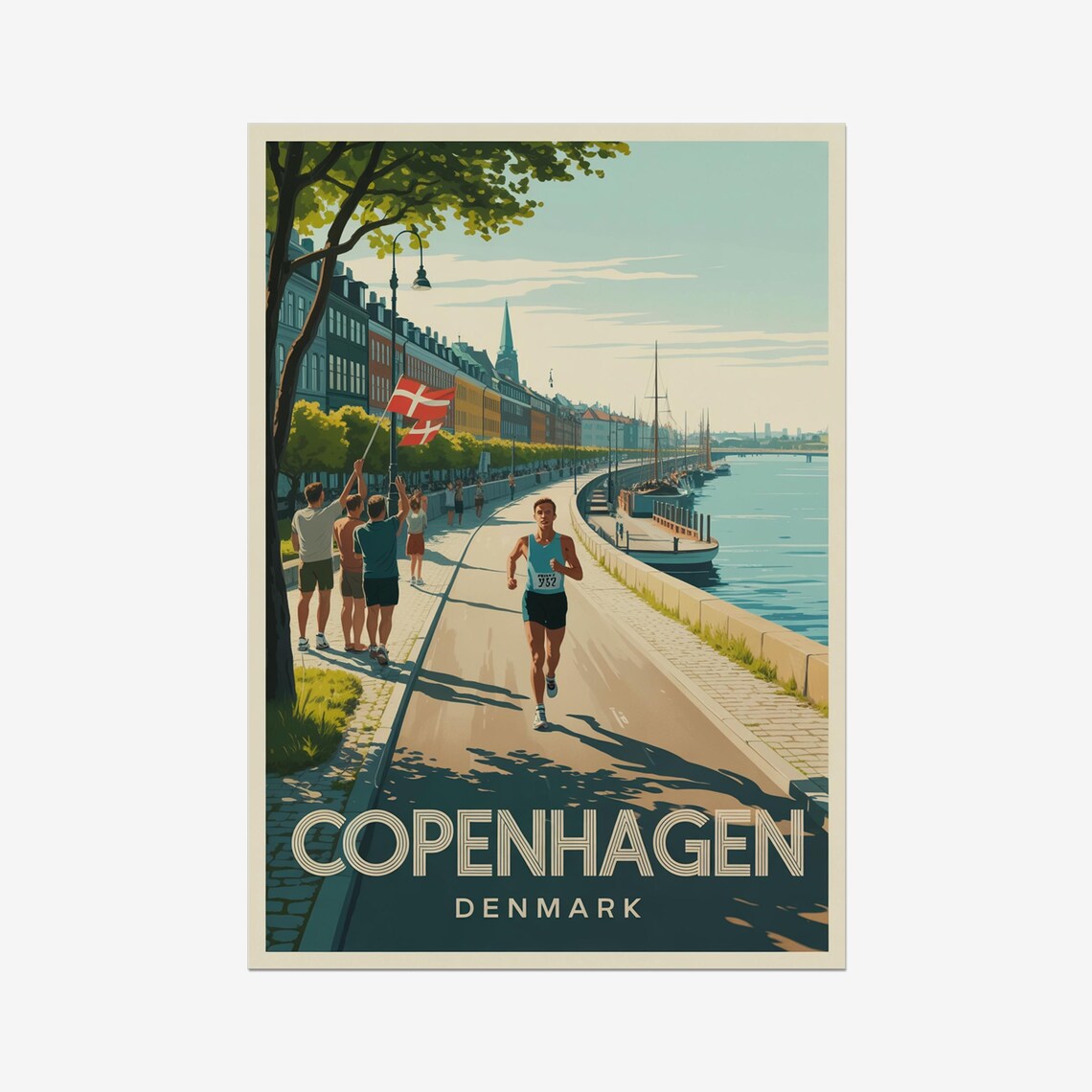 Copenhagen Denmark Triathlon Runner Harbor Promenade Sports Poster