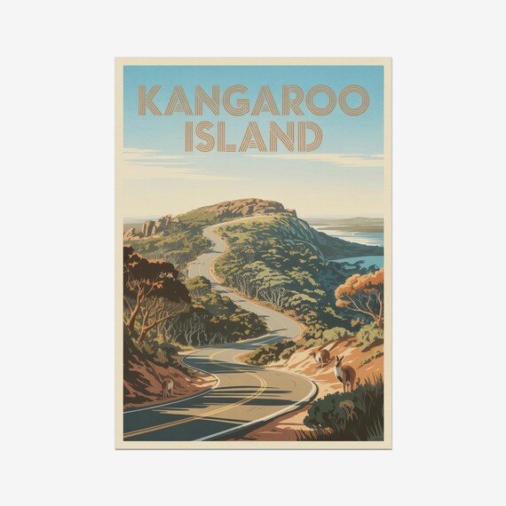 Kangaroo Island Vintage Travel Poster Australia Retro