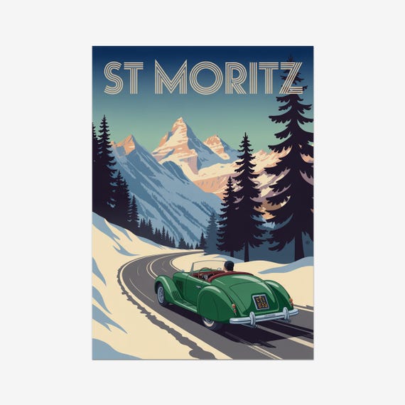 St Moritz Vintage Travel Poster Switzerland Retro
