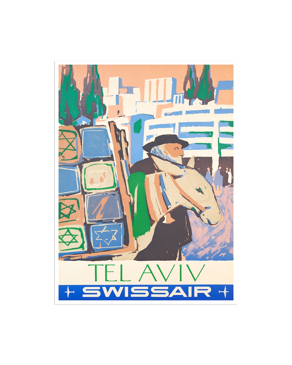 Tel Aviv Vintage Travel Poster, Israel Wall Art Print