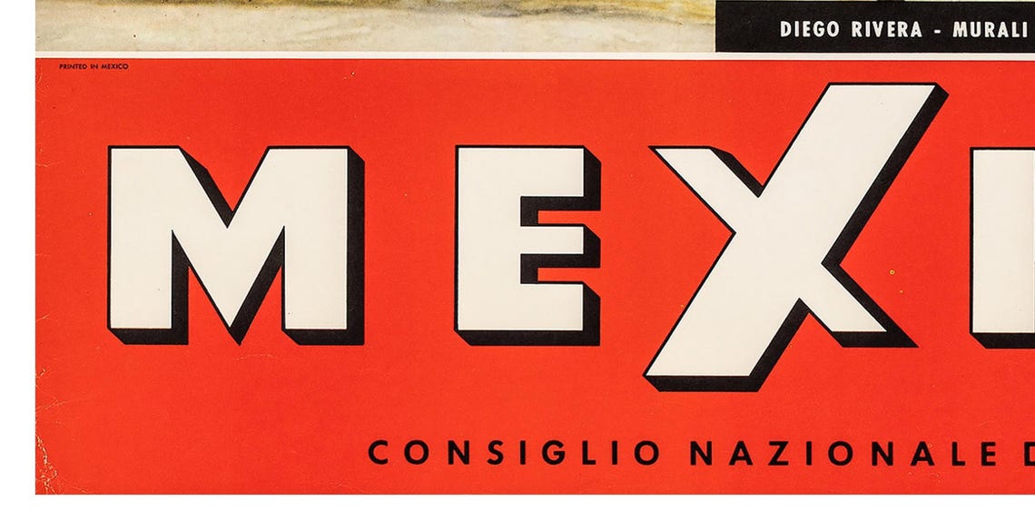 Mexico Diego Rivera Mural Aztec Warriors Vintage Art Travel Poster - Image 2
