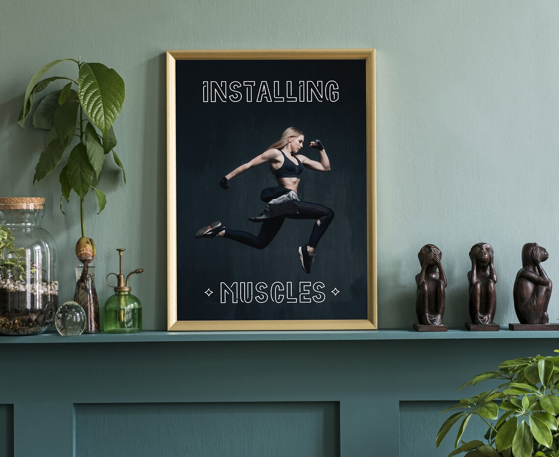 Installing Muscles Fitness Woman Workout Motivational Gym Poster - Image 3