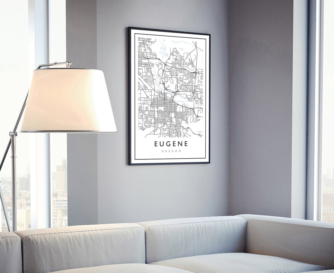 Eugene Oregon City Street Map Poster Modern Minimalist Wall Art - Image 4