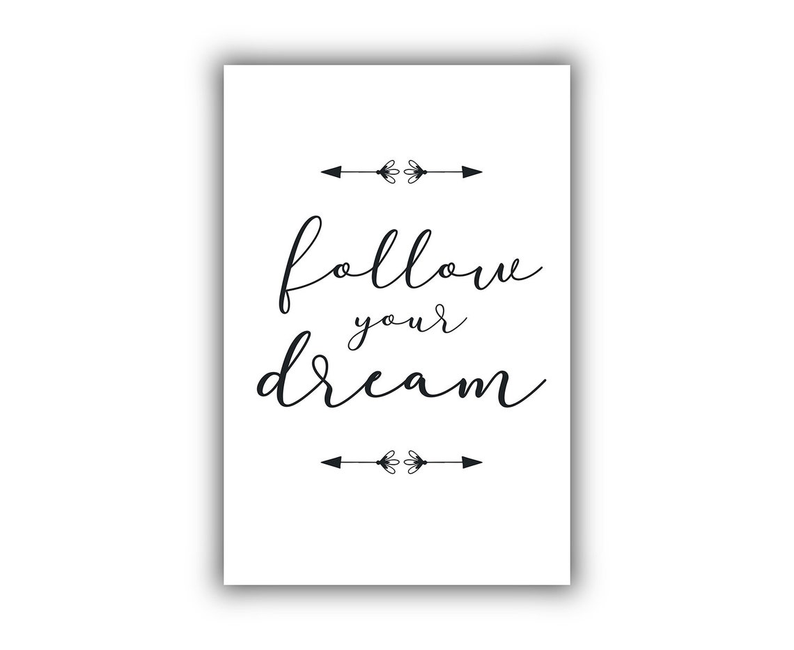 Follow Your Dream Script Arrows Minimalist Quote Bedroom Wall Art - Image 2