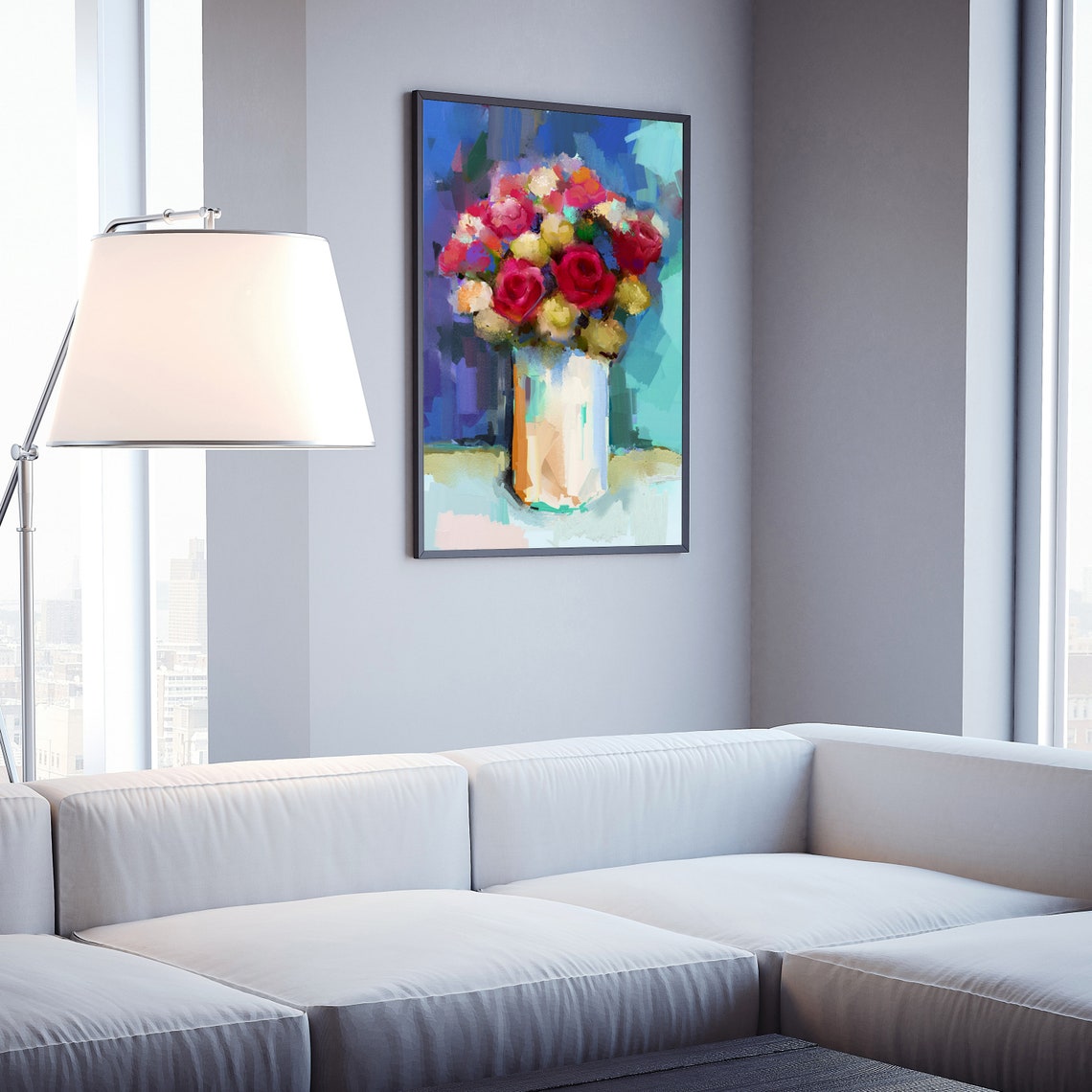 Flowers Oil Painting Flowers Still Life Poster Prints Flower Painting Prints Floral Texture Oil Painting Home Office Wall Art Decoration - Image 4