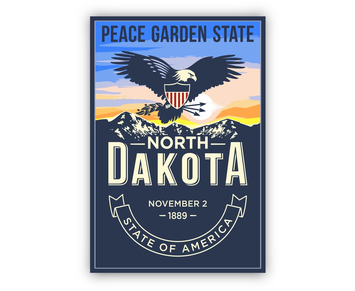 North Dakota Peace Garden State Bald Eagle Sunset Mountain Poster - Image 2