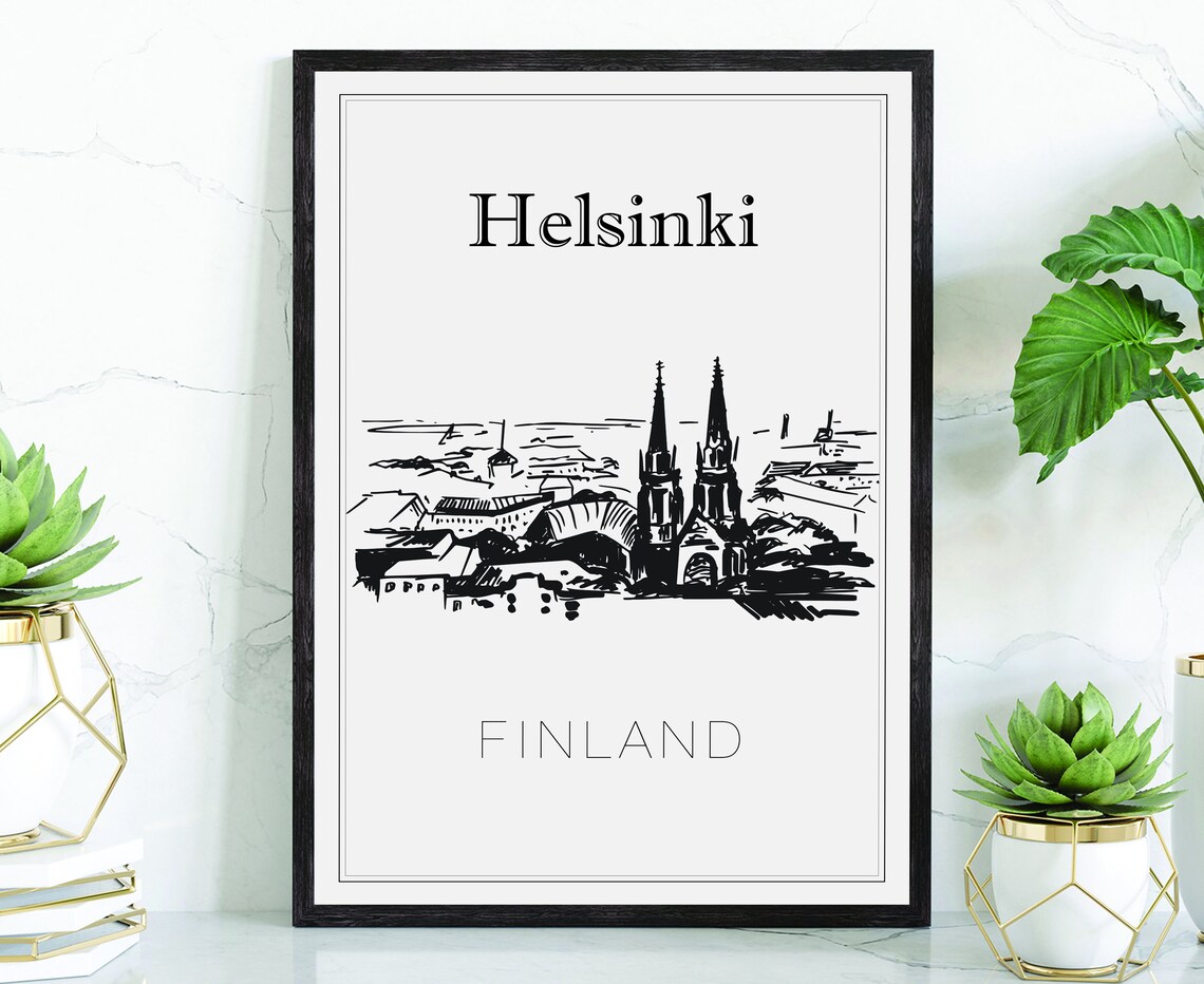 Helsinki Finland St Johns Church Twin Spires City View Art Poster