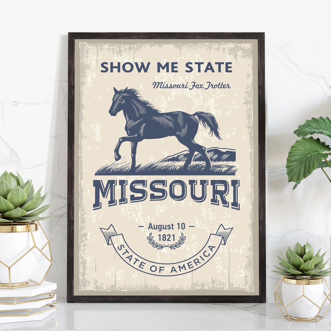 Missouri Show Me State Fox Trotter Vintage Horse Retro Travel Poster