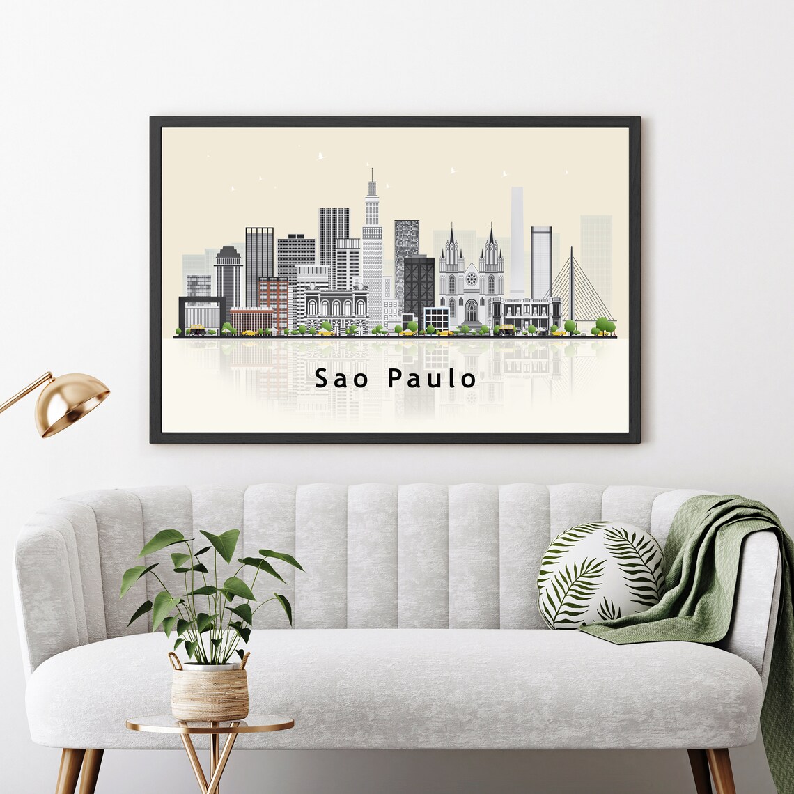 Sao Paulo Brazil Skyline Illustration Modern Cityscape Travel Poster - Image 3