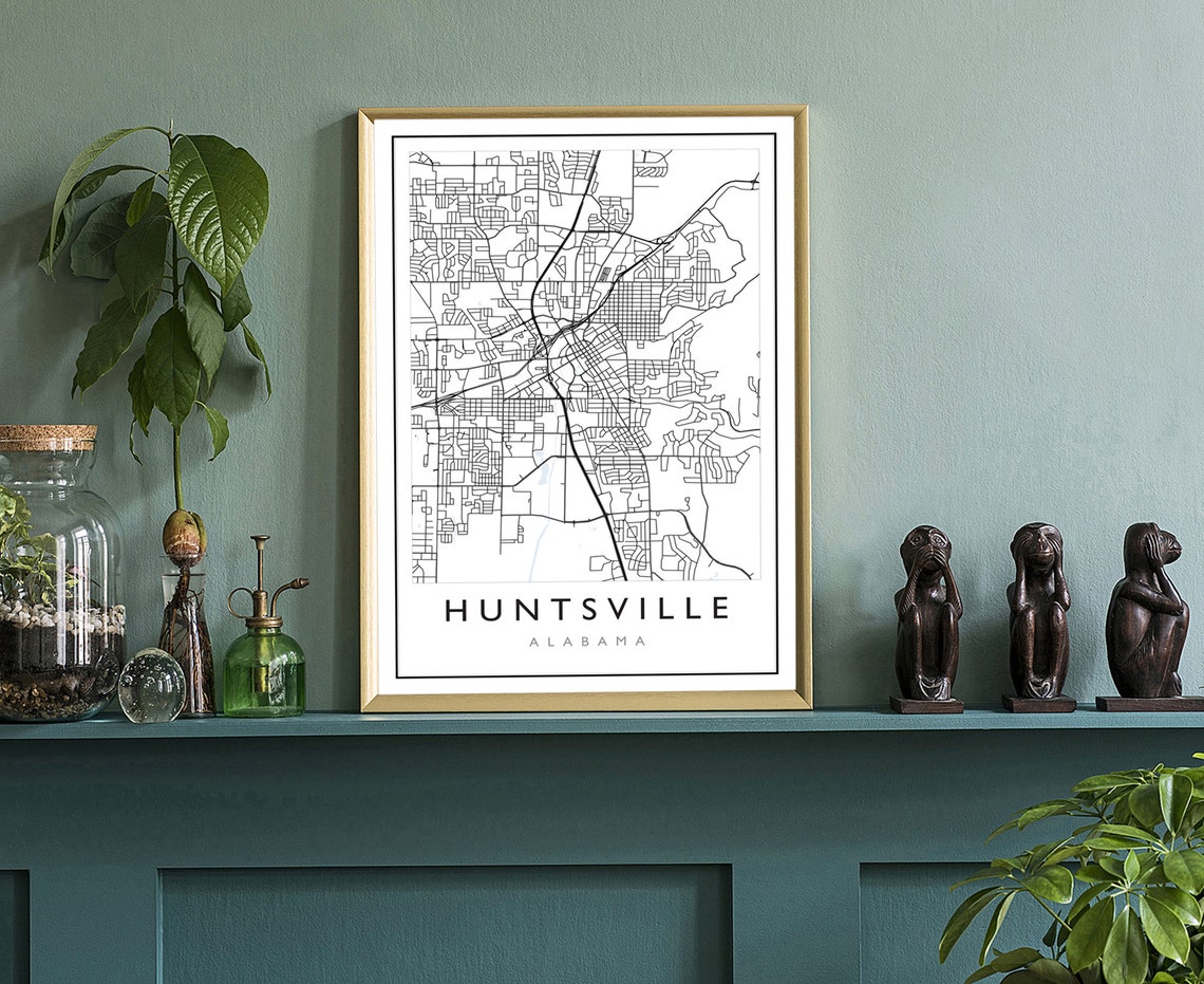 Huntsville Alabama City Map Huntsville City Road Map Poster City Street Map Print Us City Modern City Map Home Office Wall Decoration - Image 3