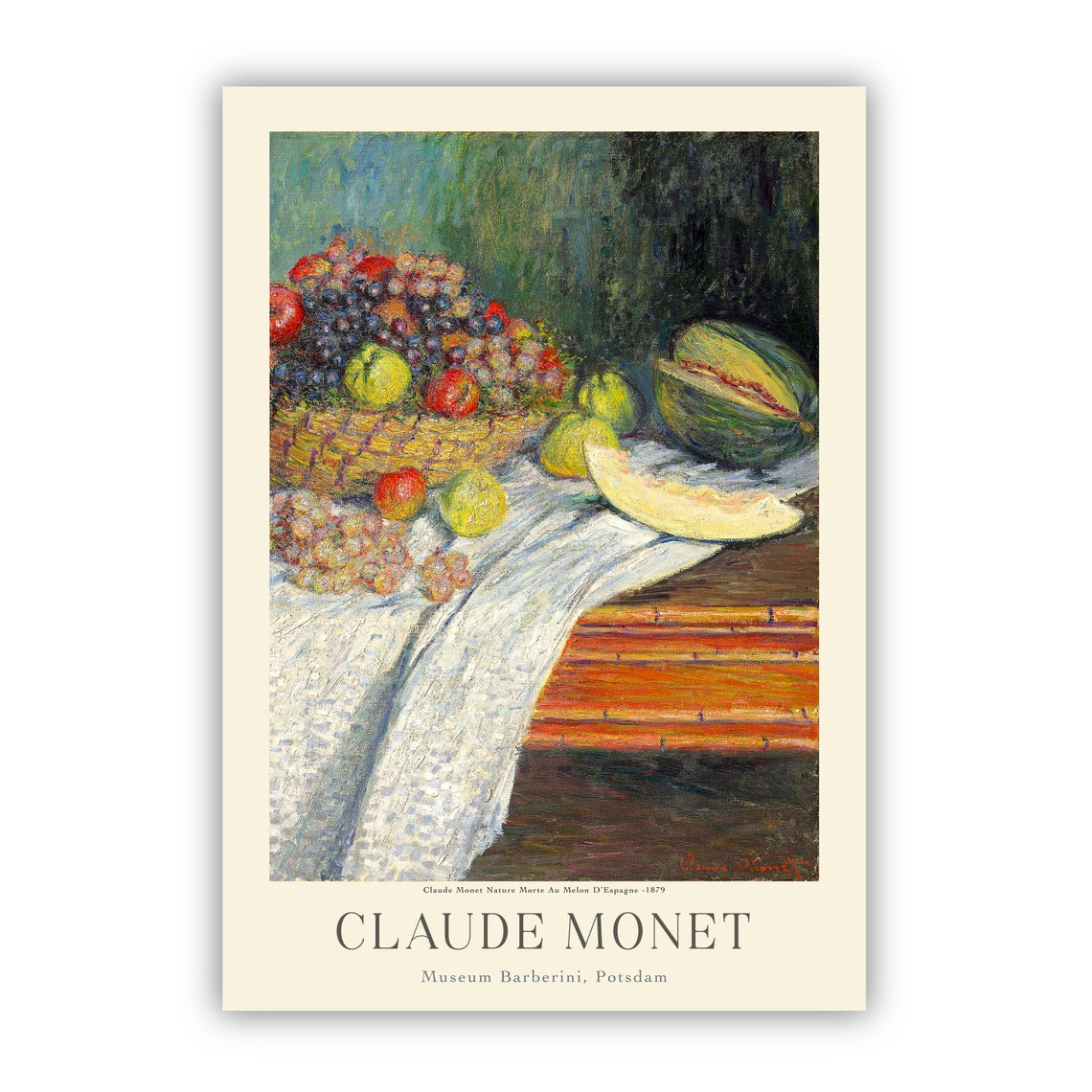Claude Monet Still Life Melon Grapes Figs Tablecloth Art Poster - Image 3