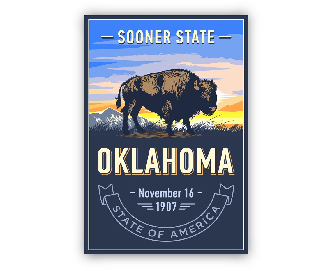 Oklahoma Sooner State Bison Sunset Spirit of America Wall Art - Image 2