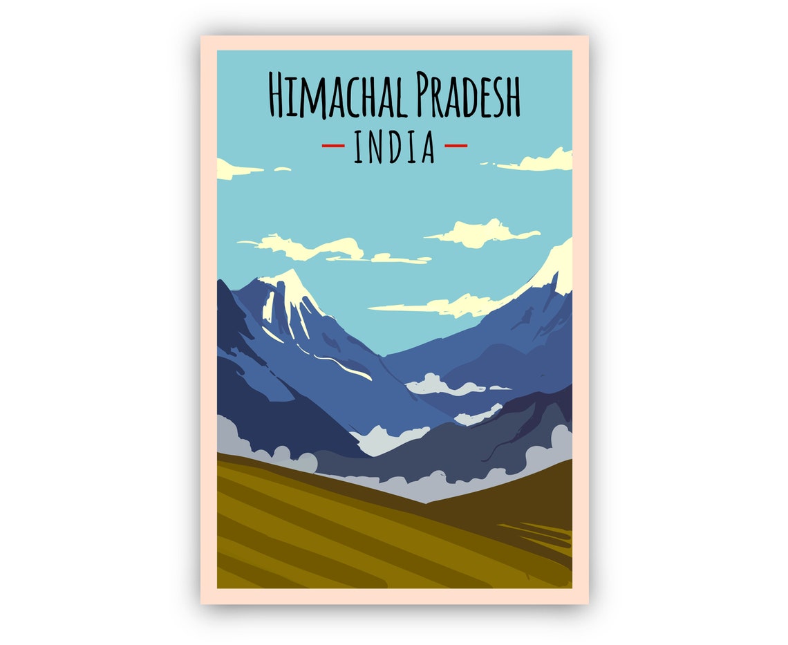 Himachal Pradesh Himalayan Snow Peaks Golden Valley Scenic Poster - Image 2