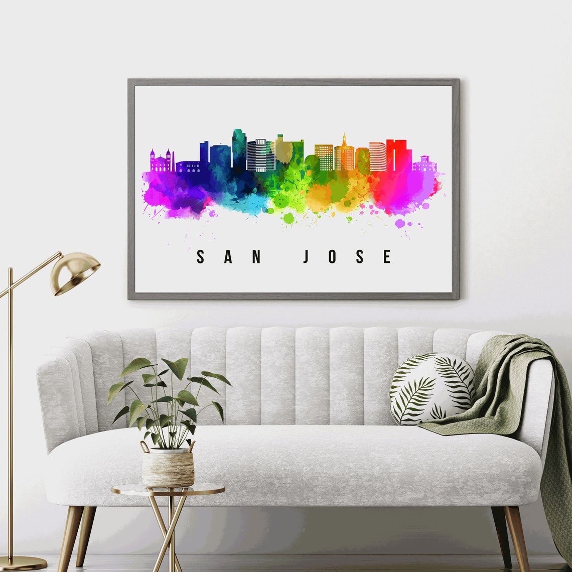 San Jose Skyline California Poster California Cityscape Painting San Jose California Poster Cityscape And Landmark Print Home Wall Art - Image 3