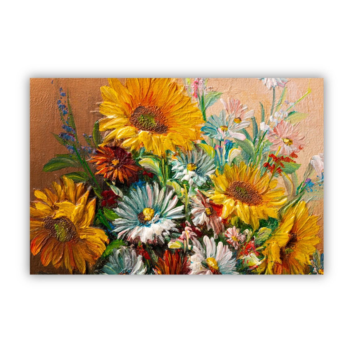 Flowers Oil Painting Flowers Still Life Poster Prints Flower Painting Prints Floral Texture Oil Painting Home Office Wall Art Decoration - Image 3