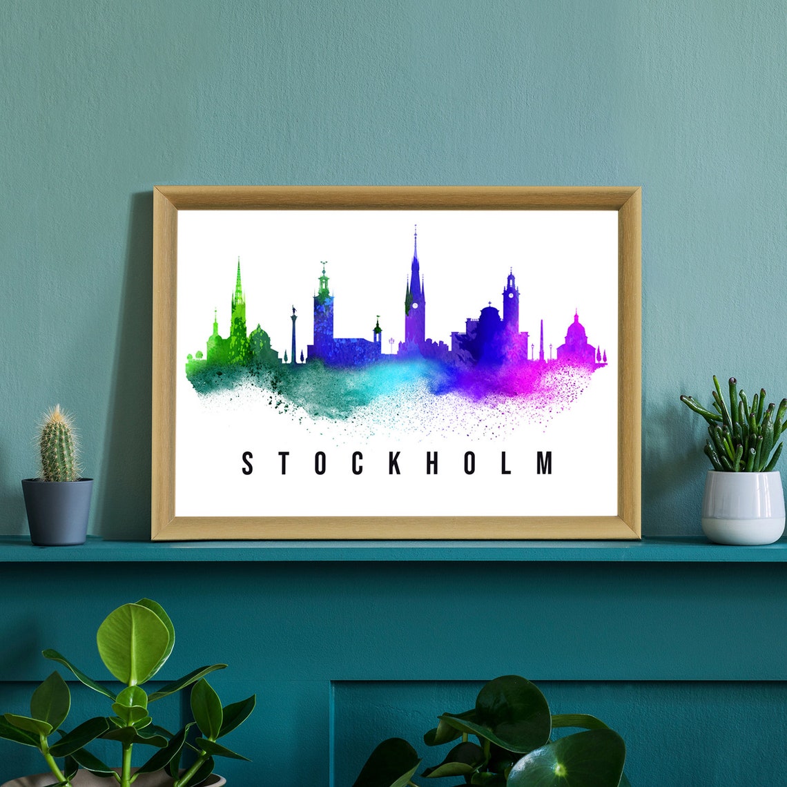Stockholm Sweden Poster Skyline Cityscape Poster Sweden Stockholm Landmark City Illustration Poster Home Wall Art Office Wall Art - Image 2