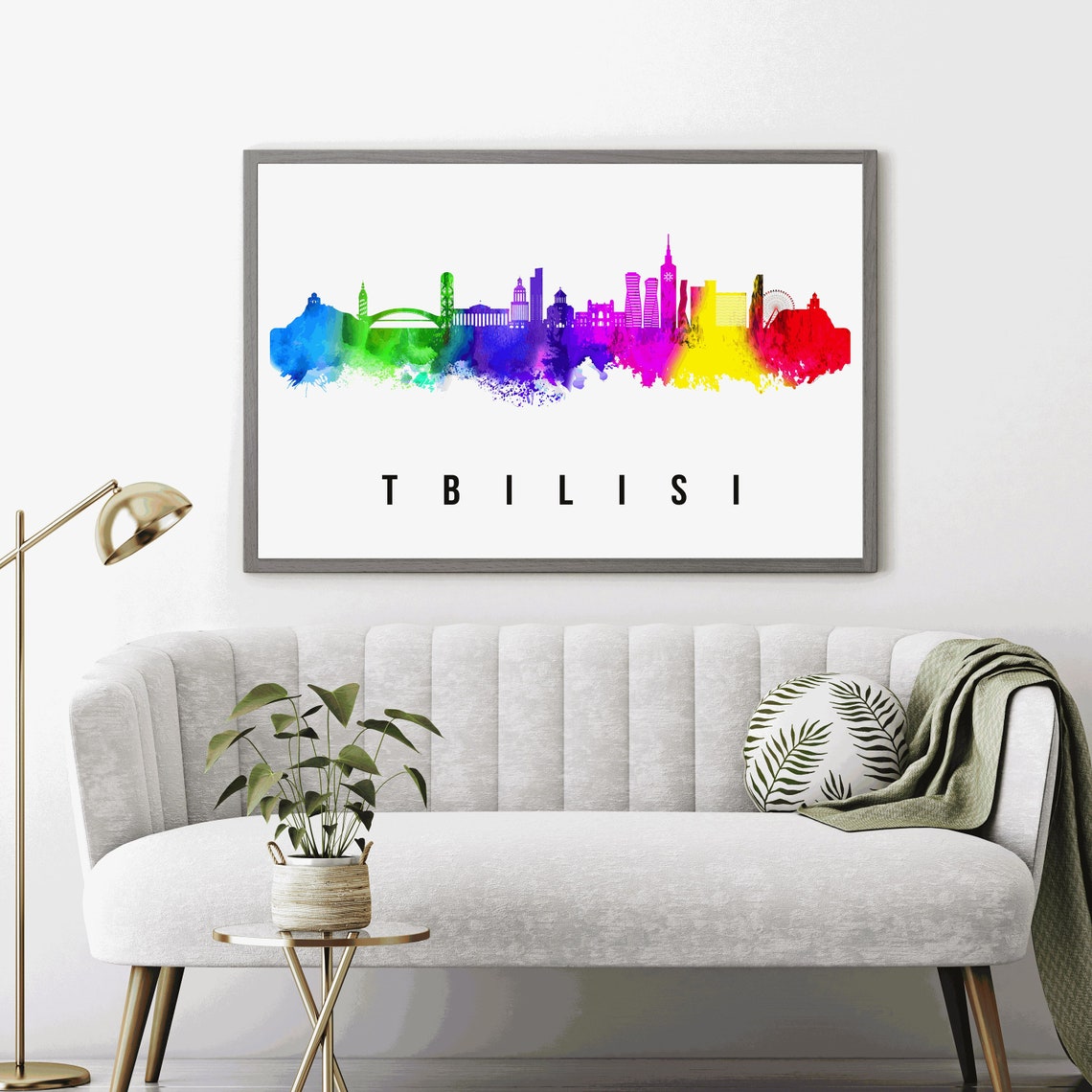Tbilisi Georgia Rainbow Watercolor Skyline Silhouette Travel Poster - Image 4