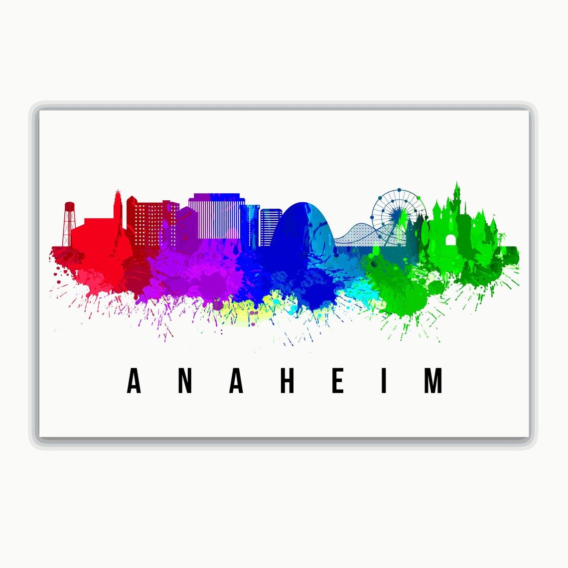 Anaheim Skyline California Poster Cityscape Painting Anaheim California Cityscape And Landmark Print Home Wall Art Office Wall Decor - Image 2