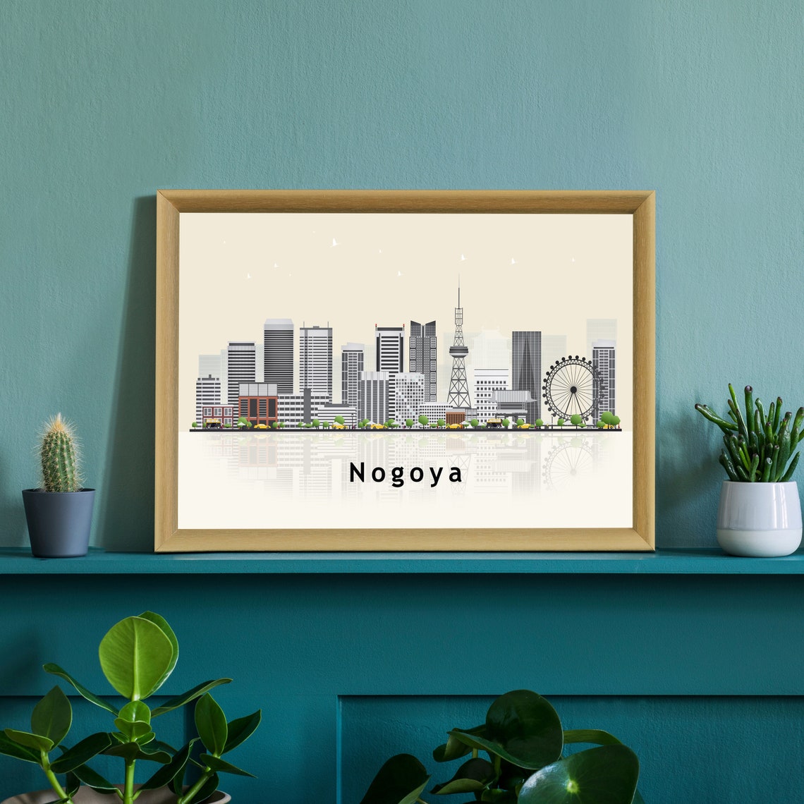 Nagoya Japan Flat Illustration Skyline TV Tower Cityscape Poster - Image 3
