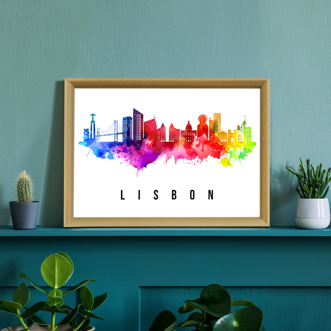 Lisbon Portugal Poster Skyline Poster Cityscape Poster Portugal Landmark City Illustration Poster Home Wall Art Office Wall Art - Image 2