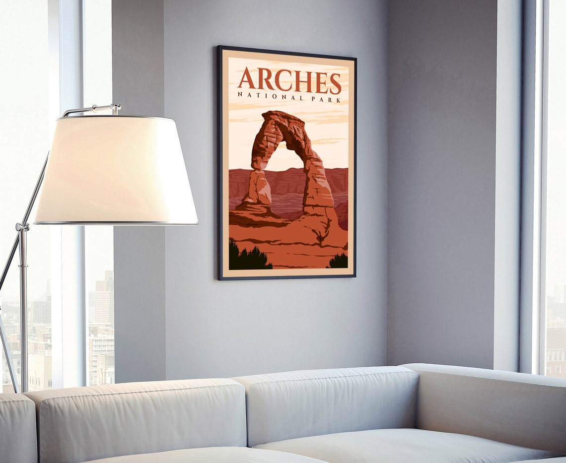 Arches National Park Travel Poster Print Utah National Park Arches Retro Travel Poster National Park In Grand County Utah Birthday Gift - Image 4