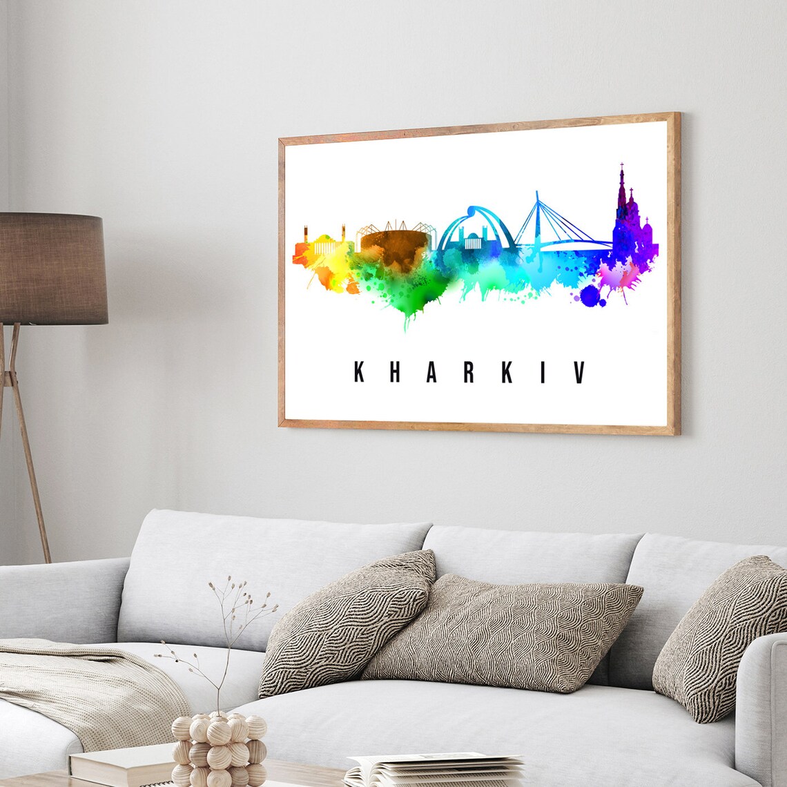 Kharkiv Ukraine Skyline Watercolor Poster with Historic Landmarks View - Image 3