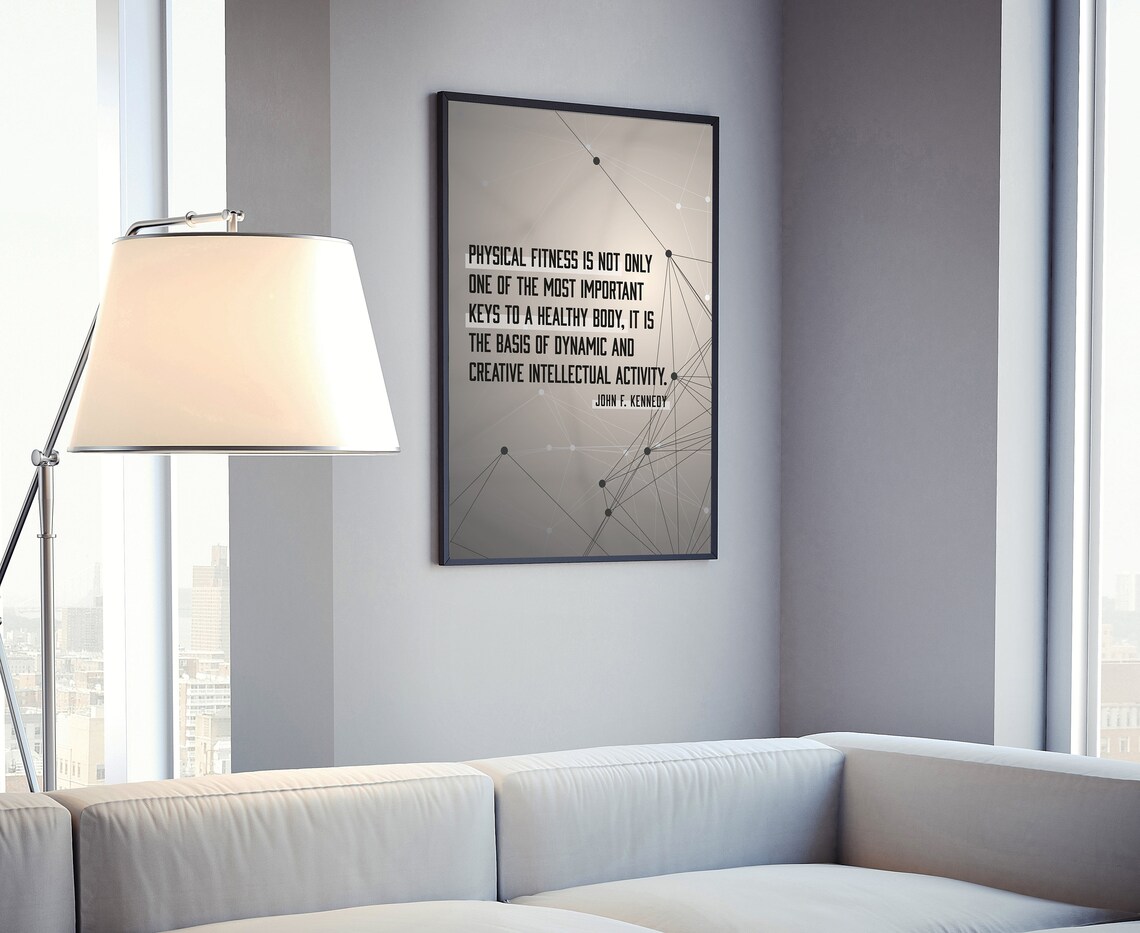 John F Kennedy Physical Fitness Inspirational Quote Minimalist Wall Poster - Image 4