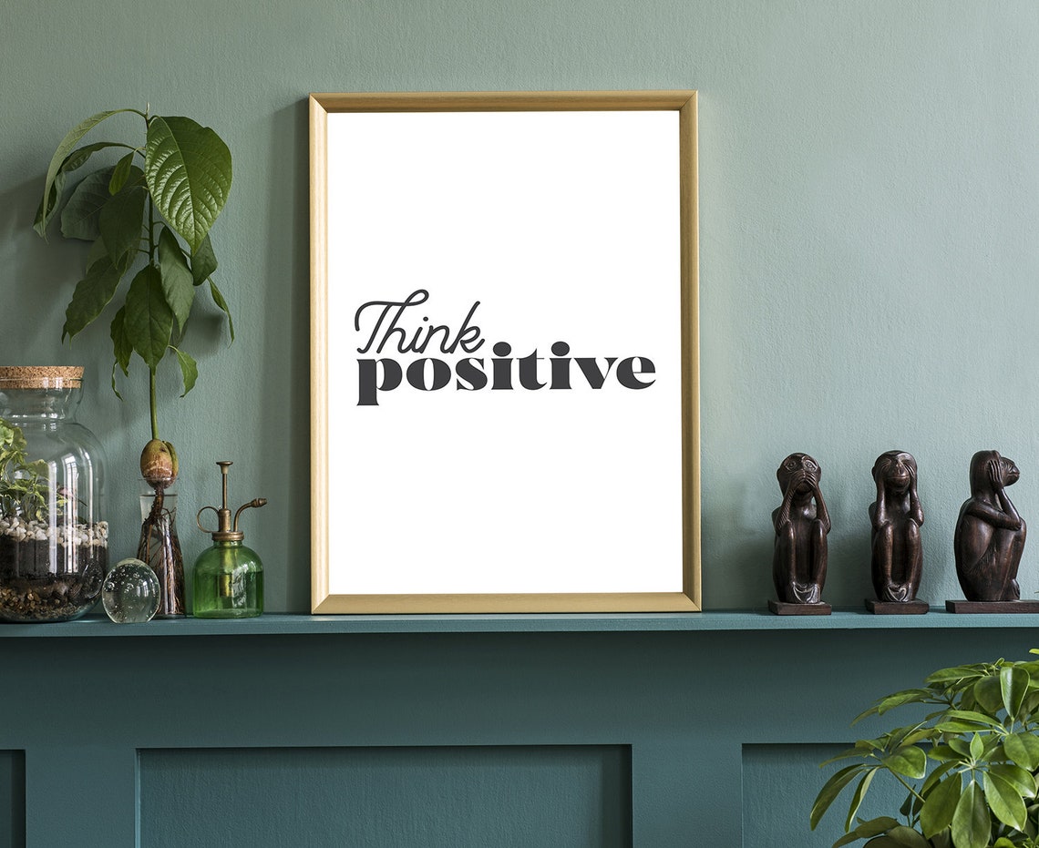 Think Positive Typography Motivational Minimalist Wall Art Poster - Image 3