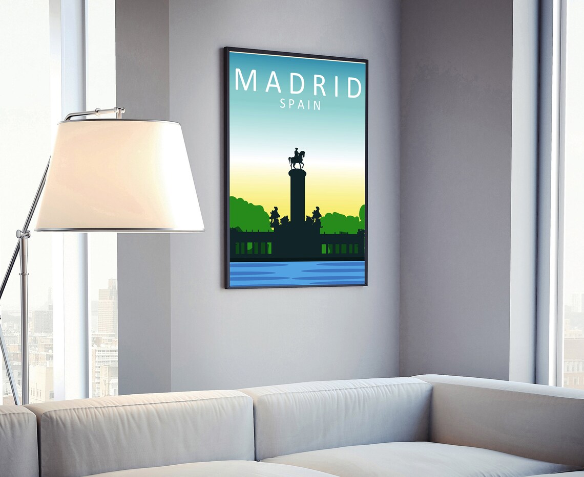 Madrid Spain Retiro Alfonso XII Monument Silhouette Sunset Poster - Image 4