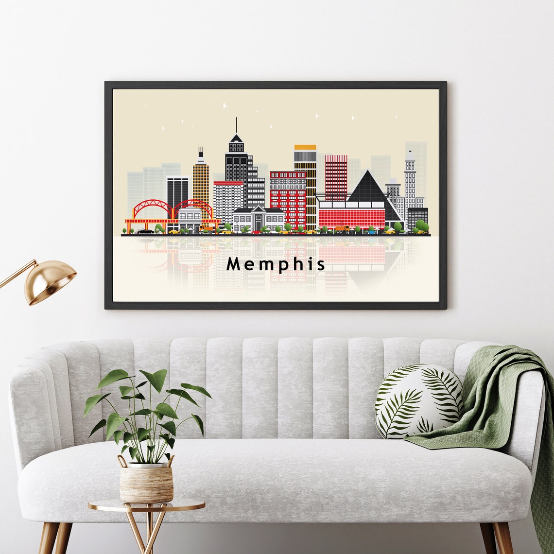 Memphis Tennessee Skyline Pyramid Arena Modern Cityscape Poster - Image 3