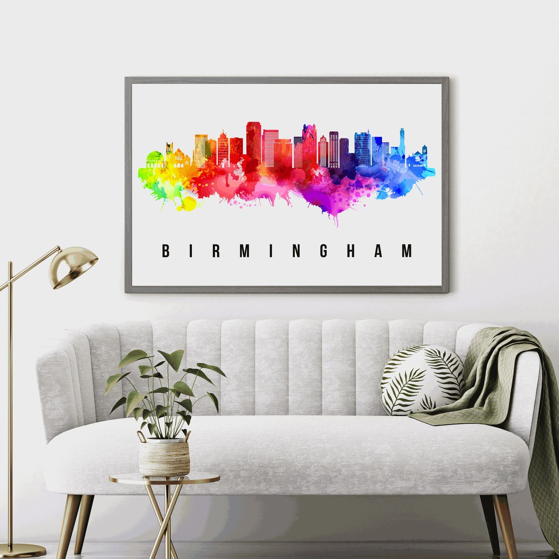 Colorado Springs Watercolor Rainbow Skyline Cityscape Art Poster - Image 3