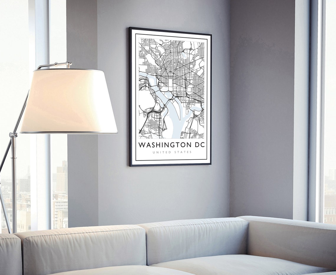 Washington DC USA City Street Road Map Minimalist Line Art Poster - Image 4