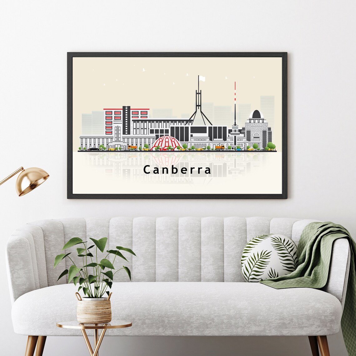 Canberra Australia Parliament House Skyline Illustration Travel Poster