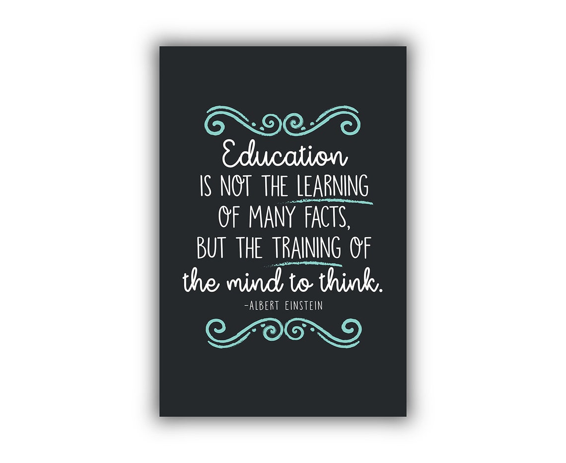 Albert Einstein Education Quote Chalkboard Style Classroom Poster - Image 2