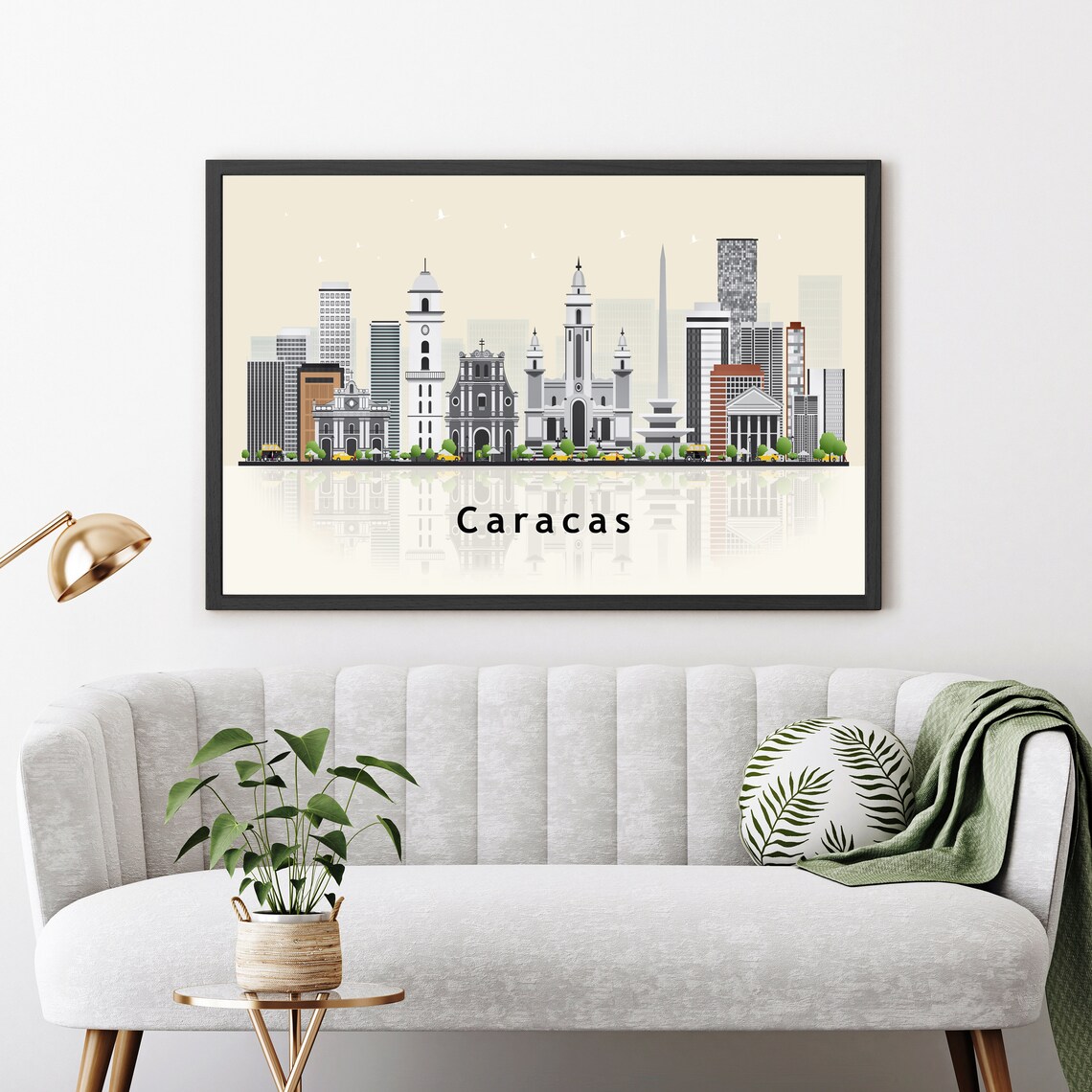 Caracas Venezuela Modern Skyline Illustration Landmarks Travel Poster - Image 3