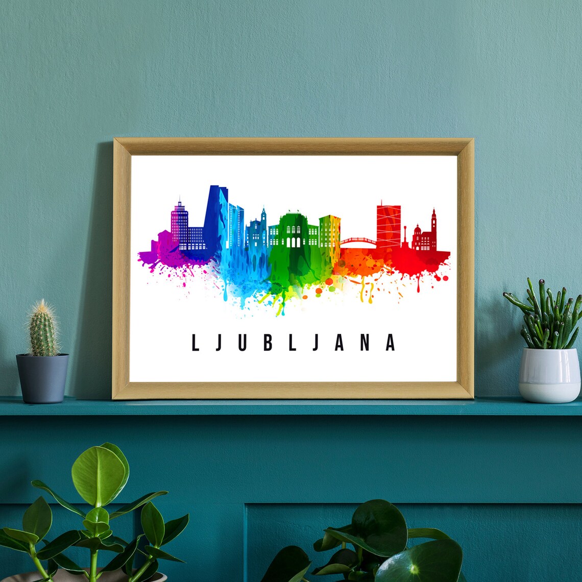 Ljubljana Slovenia Poster Skyline Cityscape Poster Slovenia Landmark City Illustration Poster Home Wall Art Office Wall Art - Image 2