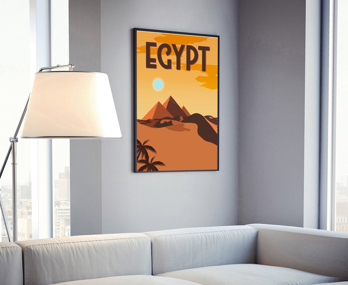 Egypt Giza Pyramids Desert Sunset Retro Vintage Style Travel Poster - Image 4