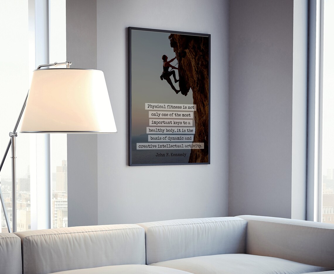John F. Kennedy Physical Fitness Climbing Motivational Quote Poster - Image 4
