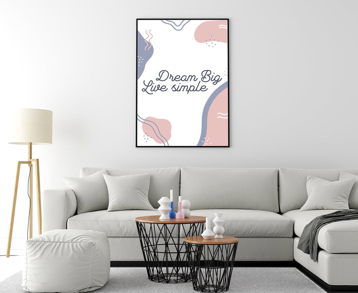 Dream Big Live Simple Script Quote Poster Abstract Blush Wall Art - Image 4