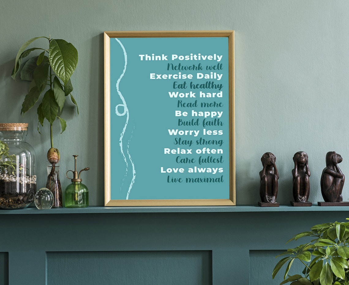 Think Positively Daily Affirmations List Motivational Quote Poster - Image 3