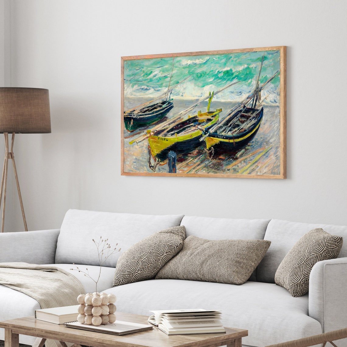 Claude Monet Fishing Boats On The Beach Turquoise Waves Art Poster - Image 4