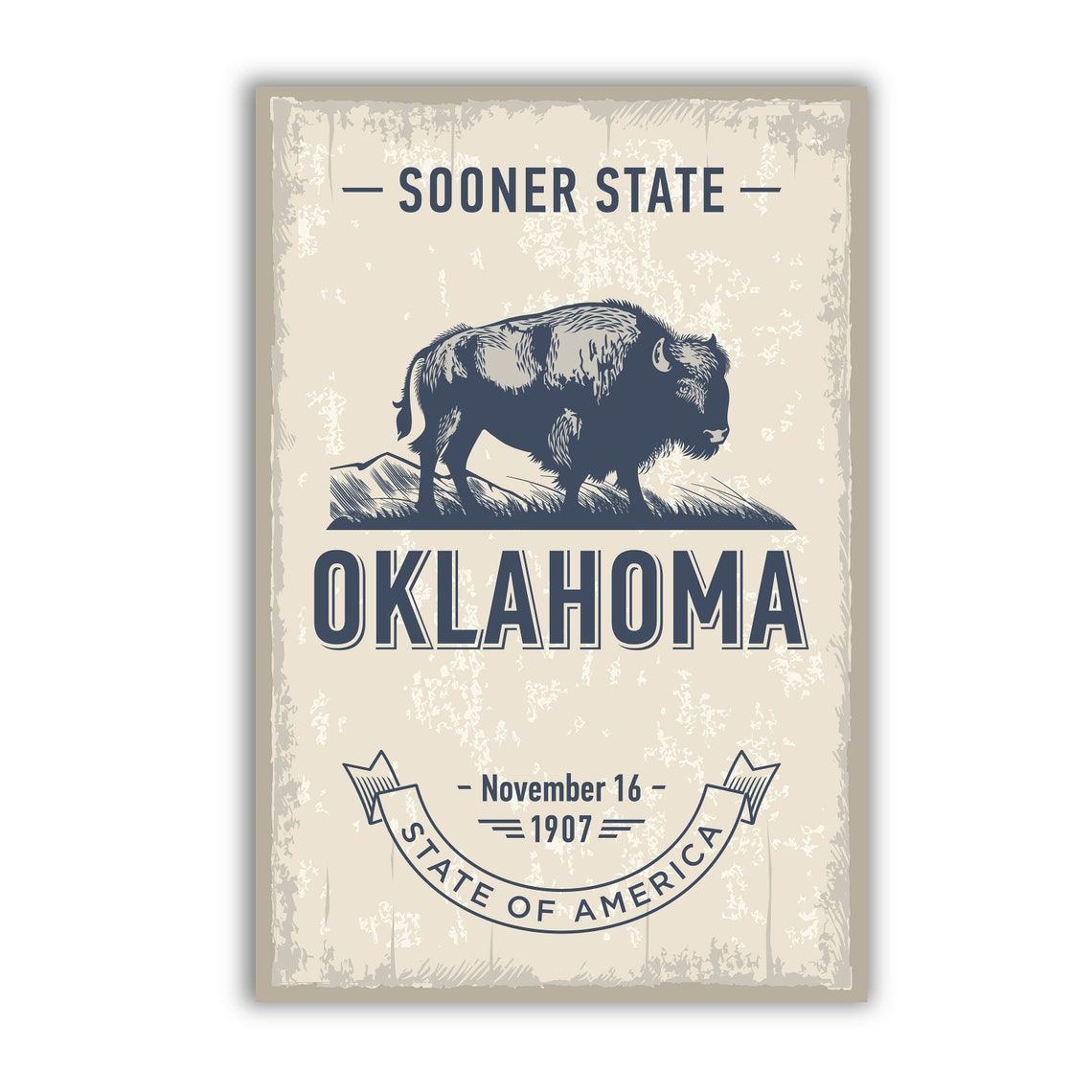 Oklahoma Sooner State Bison Vintage Retro Wildlife Travel Poster - Image 2