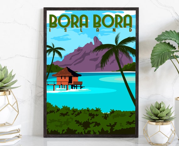 Bora Bora Travel Poster Bora Bora Island Cityscape And Landmark Poster Wall Art Home Wall Art Office Wall Decorations Housewarming Gifts